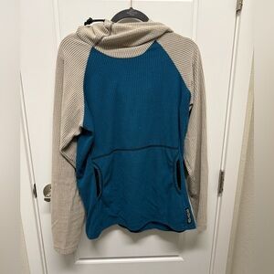 Melanzana “Mellie” Microgrid Hoodie - blue and cream - large